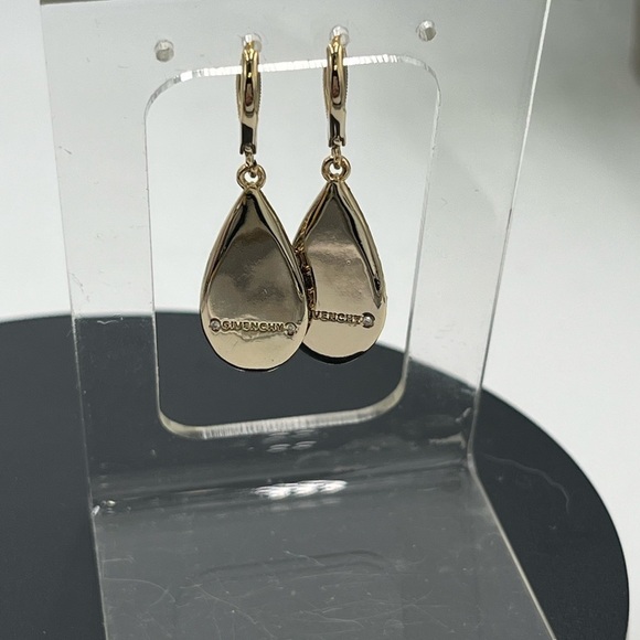 Givenchy Womens Gold Tone Grey Crystal Dangle Teardrop Earrings New - Picture 9 of 16